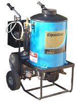 Delco 210DD used and rebuilt diesel fired hot water pressure washer with 1000 pound per square inch at 2.2 gallons per minute and 110 volt single phase motor