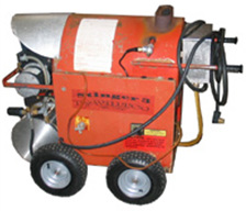 Whitco Stringer used and rebuilt diesel fired hot water pressure washer with 2000 pounds per square inch at 5 gallons per minute and a 220 volt single phase motor