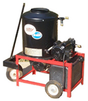 Hotsy Model 540 used and rebuilt diesel fired hot water pressure washer with 1000 pounds per square inch at 2.2 gallons per minute and a 110 volt motor
