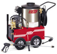 Hotsy Model 870SS used and rebuilt diesel fired hot water pressure washer with 2000 pounds per square inch at 3.8 gallons per minute and a 240 volt single phase motor