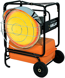 111,000 BTU popular portable Val6 KBE5L infrared space heater that runs off of diesel or kerosene with a 15.1 gallon tank capacity