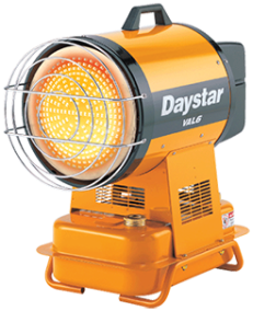 51,800 BTU small portable Val6 Daystar infrared space heater that runs off of kerosene or diesel with a 2.6 gallon tank capacity