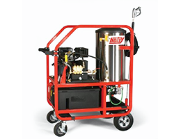 Fuel oil heated and gasoline powered Hotsy 1200 Series hot water pressure washer