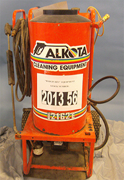 Alkota 2162E  used diesel pressure washer with 950 pounds per square inch at 2 gallons per minute and 110 volt motor